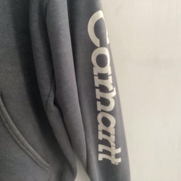 Carhartt  Vintage Spellout ( Sleeve) Patch Logo On Pocket  Sweatshirt Hoodie XL - Picture 3 of 8